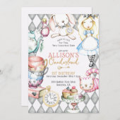 Onederland First Birthday Tea Party Einladung (Vorne/Hinten)