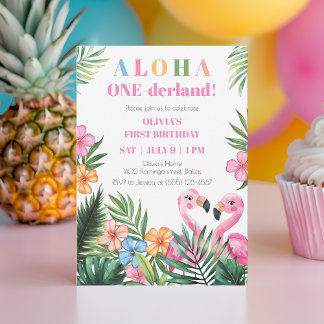 Onederland Summer Tropical Girl 1. Geburtstag Part Einladung