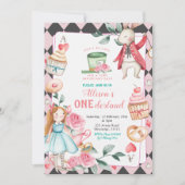 Onederland Tea Party Girl Birthday Einladung (Vorderseite)