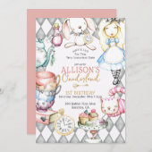 Onederland Tea Tea Party Einladung (Vorne/Hinten)