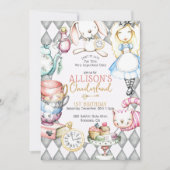 Onederland Tea Tea Party Einladung (Vorderseite)