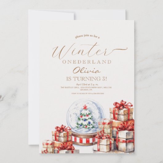 Onederland Weihnachtsspielzeug Winter Geburtstag Einladung (Vorderseite)