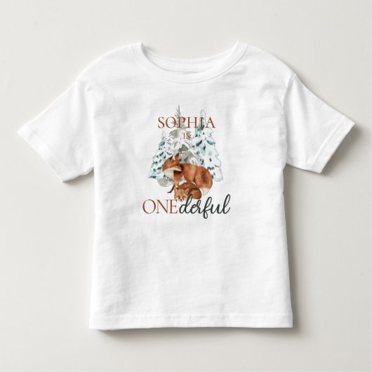 Onederlful 1st First Birthday Niedlich Fox Outfit Kleinkind T-shirt (Vorderseite)