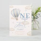 Oneful Hot Air Ballon 1. Geburtstag Einladung (Stehend Vorderseite)