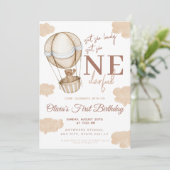 Oneful Hot Air Ballon 1. Geburtstag Einladung (Stehend Vorderseite)