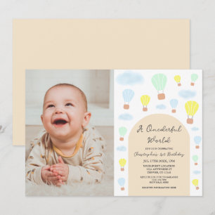 Oneful World Hot Air Ballon 1. Geburtstag Einladung