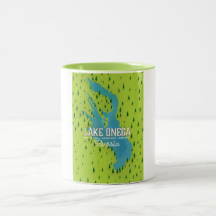 Onegasee, Russland, Reisekarte Zweifarbige Tasse