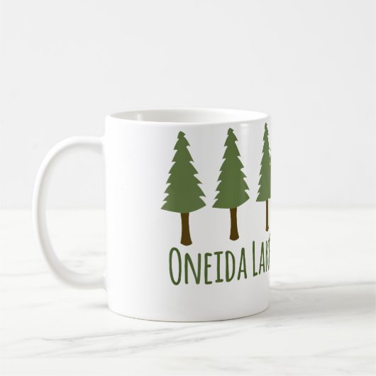 Oneida Lake Rustikales Camping Kiefern Bäume Wald  Kaffeetasse (Links)
