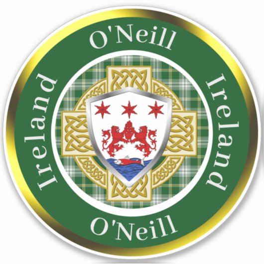 O'Neill Irish Shield/Celtic Cross Personalisiert Aufkleber (Vorderseite)