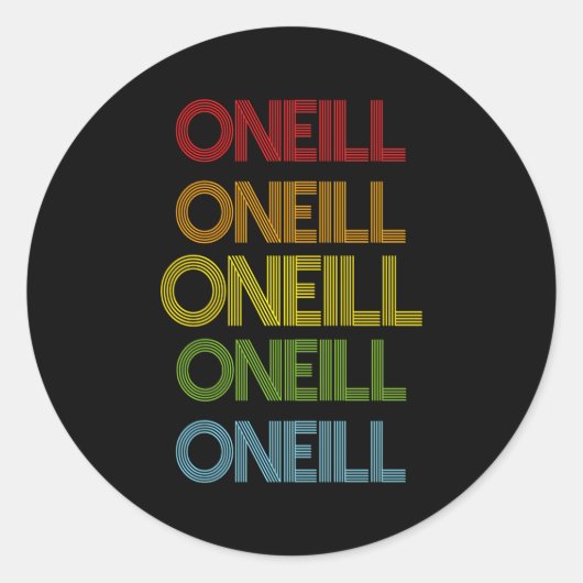 Oneill Name Runder Aufkleber (Vorderseite)