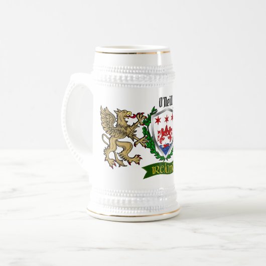 O'Neill/Neill Irish Shield Beer Stein Bierglas (Vorderseite Links)