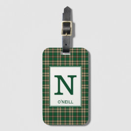 O'Neill Tartan Green und Tan Kariertes Muster Gepäckanhänger