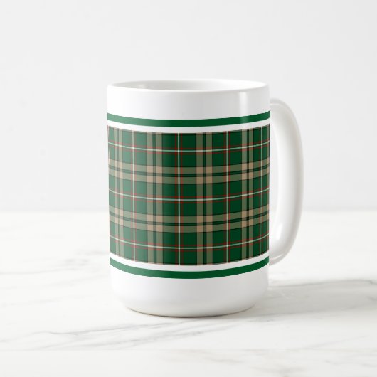 O'Neill Tartan Tan und Green Irish Kariert Kaffeetasse (VorderseiteRechts)