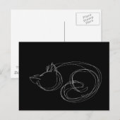 Oneliner Cat Black Postcard Postkarte (Vorne/Hinten)
