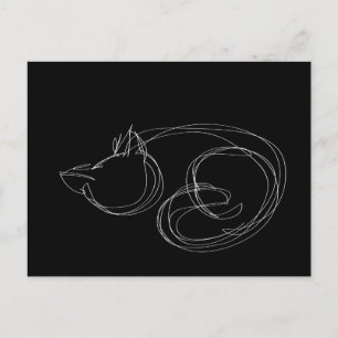 Oneliner Cat Black Postcard Postkarte