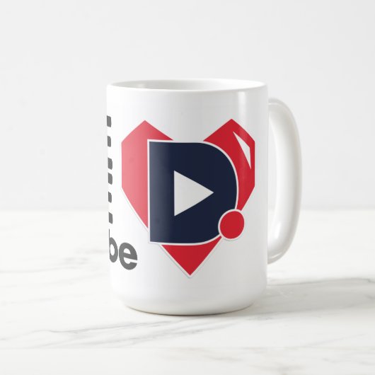 OneLoveDTube großer Text u. Herz Kaffeetasse (VorderseiteRechts)