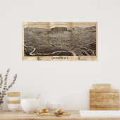 Oneonta New York 1884 Antik Panoramabalkarte Poster (Küche)