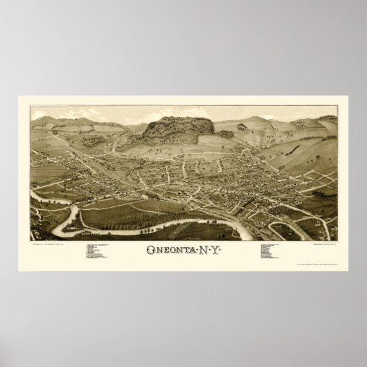 Oneonta, NY Panoramic Map - 1884 Poster (Vorne)