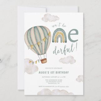 Oneside Hot Air Ballon Boys 1. Geburtstag Einladung