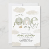 Oneside Hot Air Ballon Sage Boy 1. Geburtstag Einladung (Vorderseite)