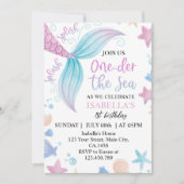 Onethe Sea Mermaid 1. Geburtstag Einladung (Vorderseite)