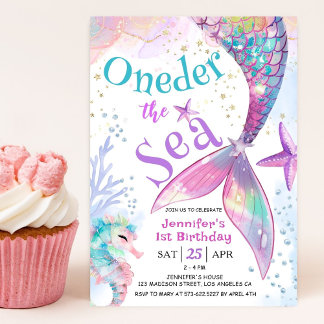 Onethe Sea Mermaid 1. Geburtstag Einladung
