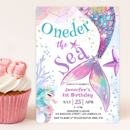 Onethe Sea Mermaid 1. Geburtstag Einladung