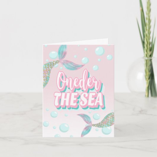 Onethe Sea Mermaid 1. Geburtstag Einladung (Vorderseite)