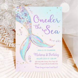 Onethe Sea Mermaid 1. Geburtstag Party Einladung