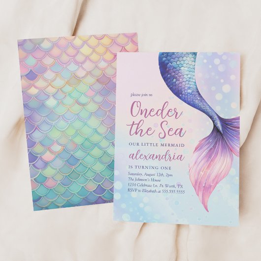 Onethe Sea Mermaid Erster Geburtstag Einladung