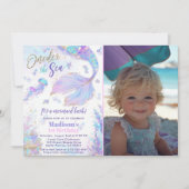 Onethe Sea Mermaid Foto Geburtstag Einladung (Vorderseite)
