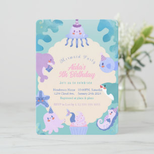 Onethe Sea Mermaid zum Geburtstag Einladung