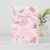 Onethe Sea Mermaid zum Geburtstag Einladung (Stehend Vorderseite)