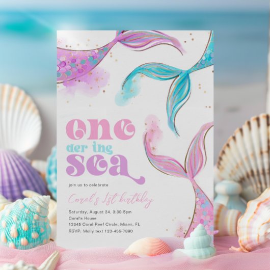 Onethe Sea Mermaid zum Geburtstag Einladung
