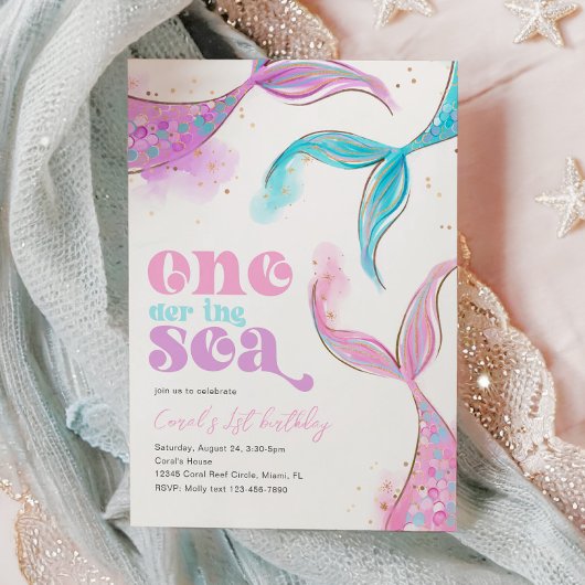 Onethe Sea Mermaid zum Geburtstag Einladung