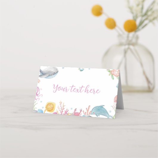 Onethe Sea Pastel Birthday Food Platzkarte (Vorderseite)