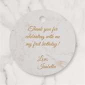 Onetime First Birthday Foto Rose Wreath Floral Geschenkanhänger (Rückseite)