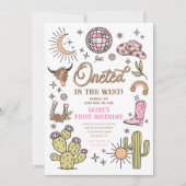 Onett in der West Disco Cowgirl First Birthday Einladung (Vorderseite)