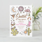 Onett in der West Disco Cowgirl First Birthday Einladung (Stehend Vorderseite)