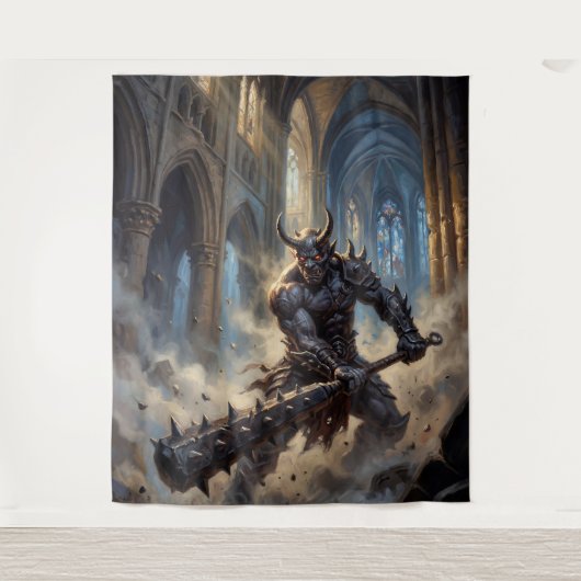 Oni-Dämon in der gotischen Kathedrale Wandteppich (Vorderseite)