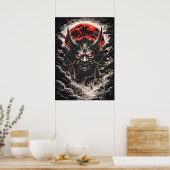 Oni Demon in Red Moon - Japanese Anime Art Poster (Küche)
