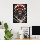 Oni Demon in Red Moon - Japanese Anime Art Poster (Heimbüro)