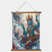 Oni Erleuchtet Wandteppich Mit Holzrahmen (Vorderseite)