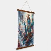 Oni Erleuchtet Wandteppich Mit Holzrahmen (Gewinkelt)