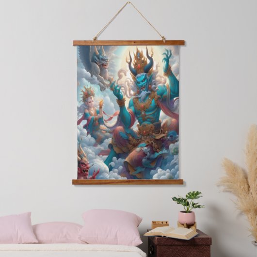 Oni Erleuchtet Wandteppich Mit Holzrahmen (Schlafzimmer)