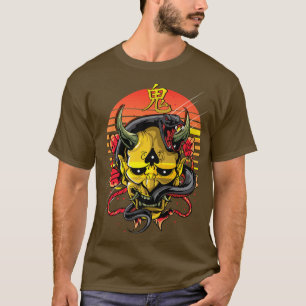 Oni Japanisch Gelbe Demon Mask Premium 901 T-Shirt