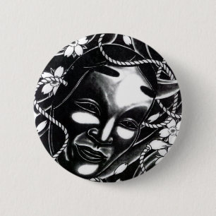 Oni Kabuki Mask Button