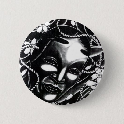 Oni Kabuki Mask Button (Vorderseite)