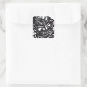 Oni Mask japanisches Design Quadratischer Aufkleber (Tasche)