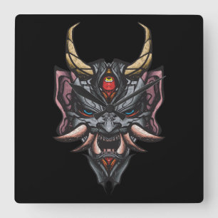 Oni Mask Quadratische Wanduhr